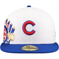 Men's New Era White/Royal Chicago Cubs Major Sidepatch 59FIFTY Fitted Hat