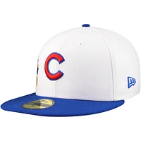 Men's New Era White/Royal Chicago Cubs Major Sidepatch 59FIFTY Fitted Hat