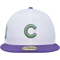 Men's New Era White Chicago Cubs  Side Patch 59FIFTY Fitted Hat