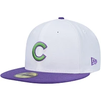 Men's New Era White Chicago Cubs  Side Patch 59FIFTY Fitted Hat