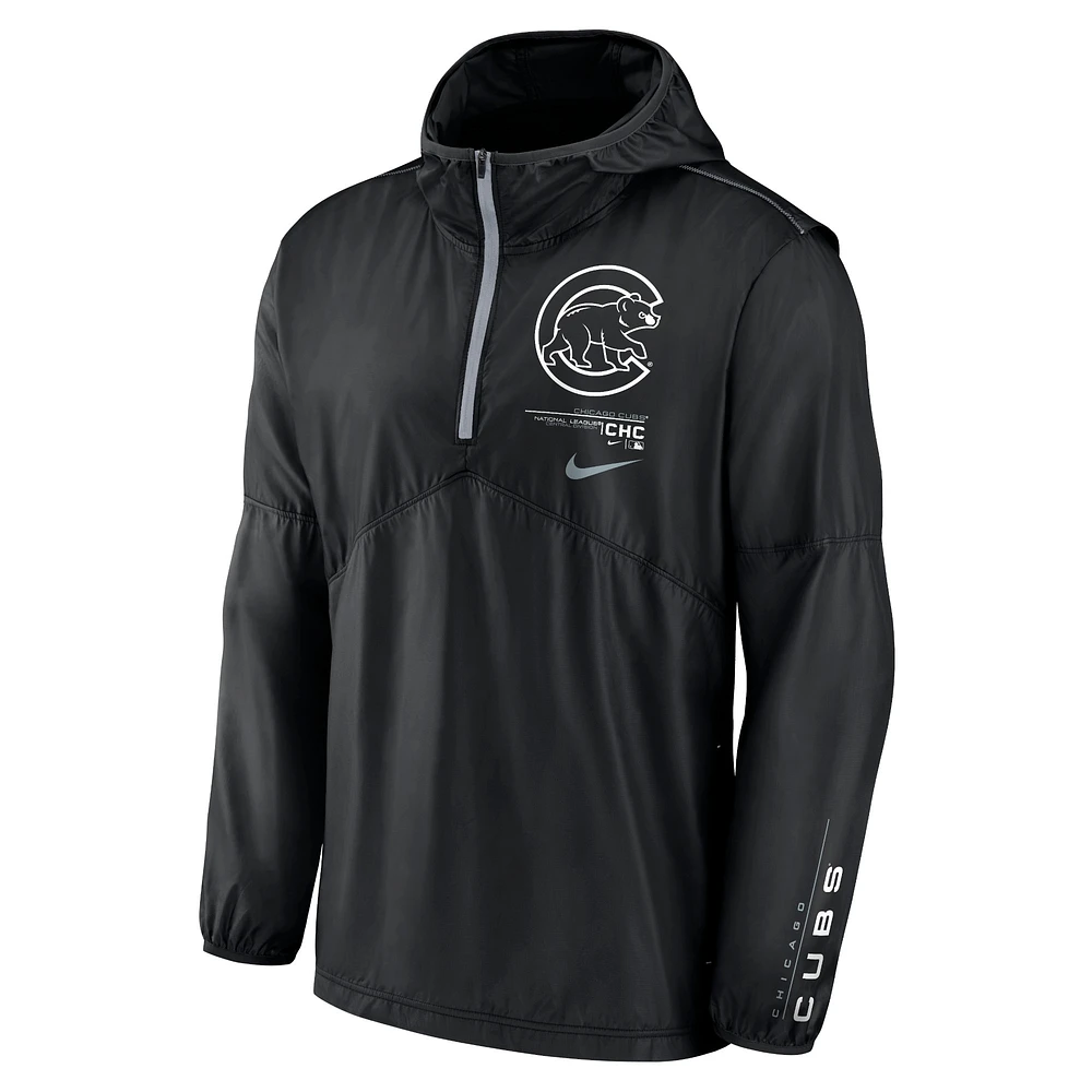 Men's Nike Black Chicago Cubs Authentic Night Game Performance Half-Zip Windbreaker