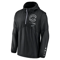 Men's Nike Black Chicago Cubs Authentic Night Game Performance Half-Zip Windbreaker