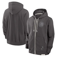 Men's Nike Charcoal Chicago Cubs Authentic Collection Travel Player Performance Full-Zip Hoodie