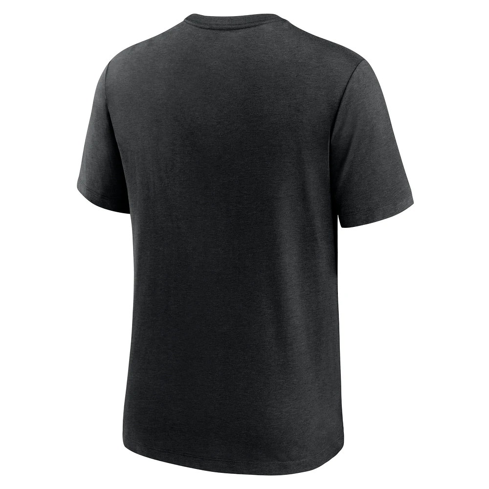 Men's Nike Heather Black Chicago Cubs Swing Big Tri-Blend T-Shirt