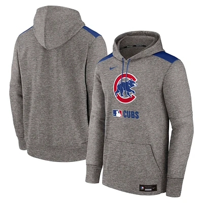 Men's Nike Heather Charcoal Chicago Cubs Authentic Collection Performance Pullover Hoodie
