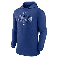 Men's Nike Heather Royal Chicago Cubs Authentic Collection Early Work Tri-Blend Performance Pullover Hoodie