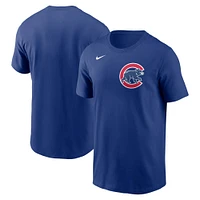 T-shirt Nike Royal Chicago Cubs Fuse avec le mot-symbole pour homme