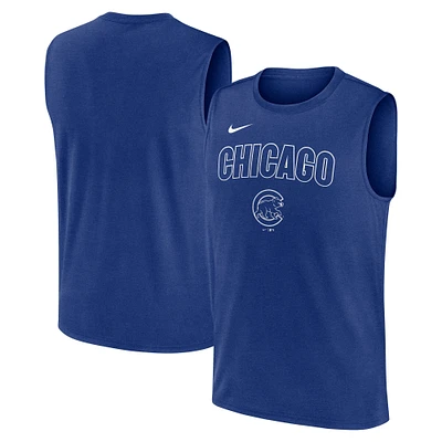Débardeur Nike Royal Chicago Cubs Knockout Performance Muscle pour homme