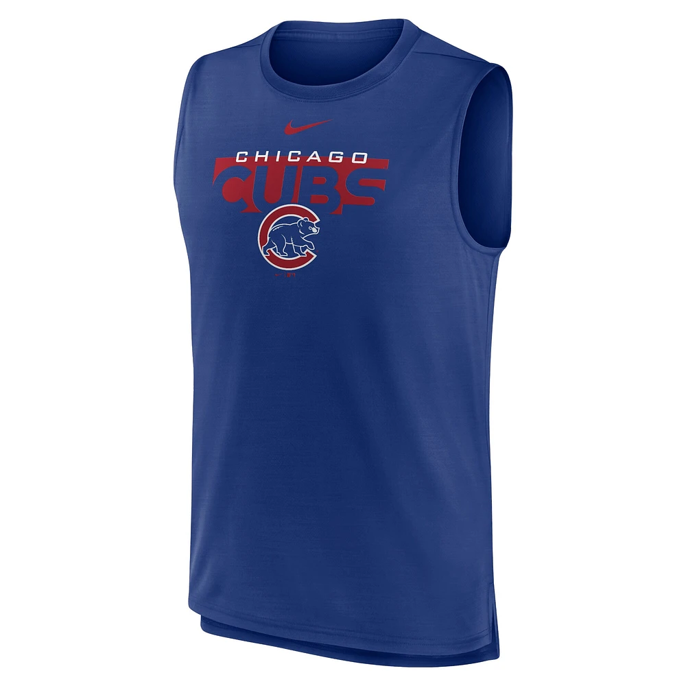 Men's Nike Royal Chicago Cubs Knockout Stack Exceed Performance Muscle Tank Top