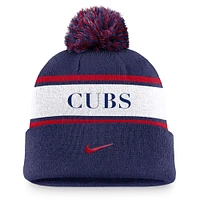 Men's Nike Royal Chicago Cubs Team Stripe Peak Cuffed Knit Hat with Pom