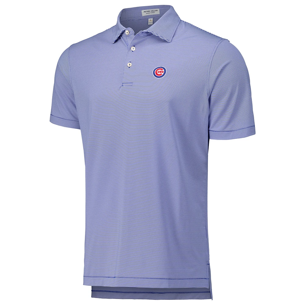 Men's Peter Millar Royal Chicago Cubs Jubilee Stripe Stretch Jersey Polo