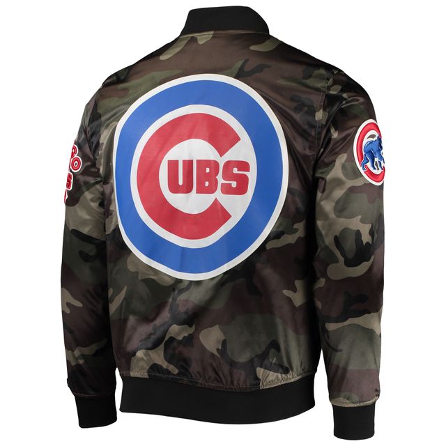 Veste à boutons-pression intégrale en satin Chicago Cubs Pro Standard Camo pour homme