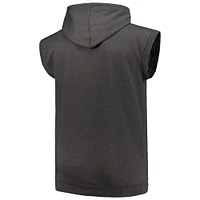 Men's Profile Heather Charcoal Chicago Cubs Big & Tall Muscle Sleeveless Pullover Hoodie