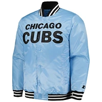 Men's Starter Light Blue Chicago Cubs Cross Bronx Fashion Satin Full-Snap Varsity Jacket