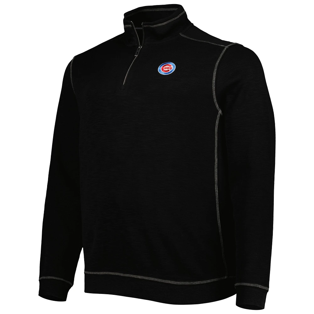 Tommy Bahama Black Chicago Cubs Tobago Bay Veste à demi-zip triple mélange pour homme
