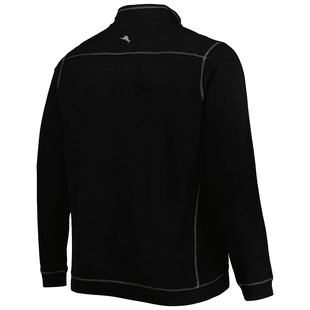 Tommy Bahama Black Chicago Cubs Tobago Bay Veste à demi-zip triple mélange pour homme