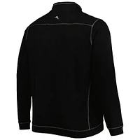 Tommy Bahama Black Chicago Cubs Tobago Bay Veste à demi-zip triple mélange pour homme