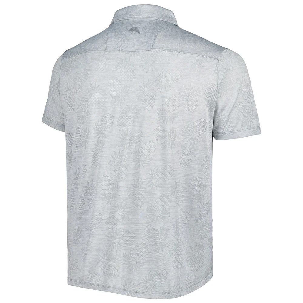 Men's Tommy Bahama Gray Chicago Cubs IslandZone Pineapple Palm Coast Polo
