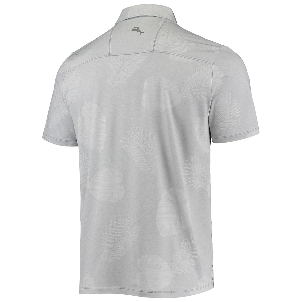 Men's Tommy Bahama Gray Chicago Cubs Palm Coast Delray Fond IslandZone Allover Polo