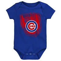 Newborn & Infant Royal/Red/White Chicago Cubs Minor League Player Three-Pack Bodysuit Set