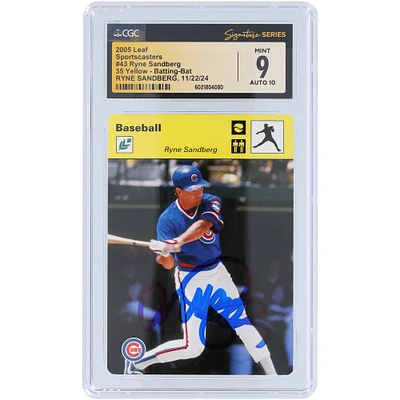 Ryne Sandberg Chicago Cubs Autographed 2005 Leaf Sportscasters #43 #13/35 CGC Fanatics Witnessed Authenticated 9/10 Card