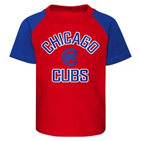 Toddler Red/Heather Gray Chicago Cubs Two-Piece Groundout Baller Raglan T-Shirt & Shorts Set