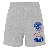 Toddler Red/Heather Gray Chicago Cubs Two-Piece Groundout Baller Raglan T-Shirt & Shorts Set