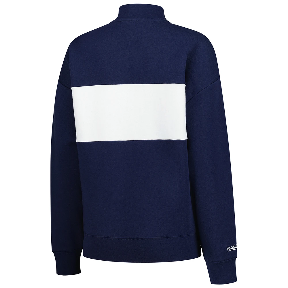 Women's Mitchell & Ness Navy Chicago Cubs Cooperstown Collection Quarter-Zip Pullover Top
