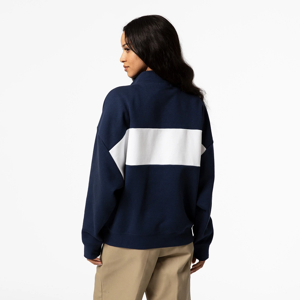 Women's Mitchell & Ness Navy Chicago Cubs Cooperstown Collection Quarter-Zip Pullover Top