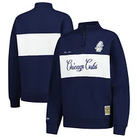 Women's Mitchell & Ness Navy Chicago Cubs Cooperstown Collection Quarter-Zip Pullover Top