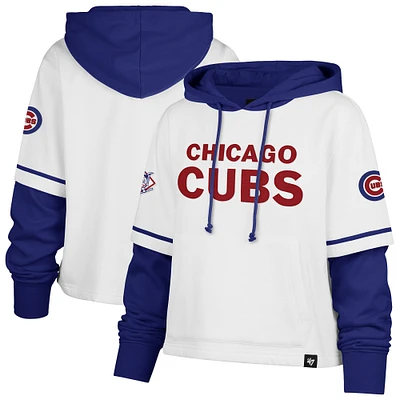 Sweat à capuche court blanc '47 Chicago Cubs Trifecta Shortstop pour femme