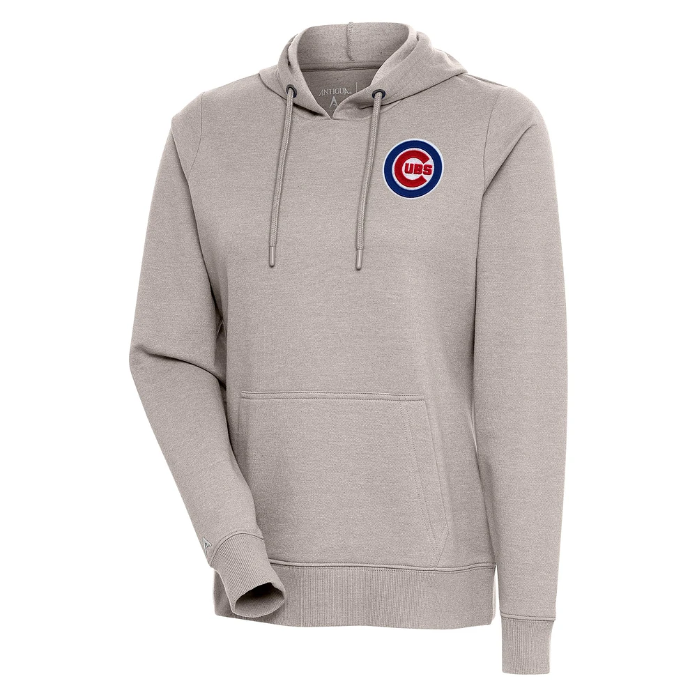 Sweat à capuche manches longues Antigua Oatmeal Chicago Cubs Action pour femme