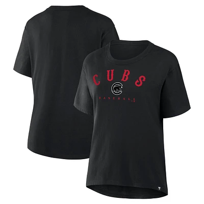 T-shirt Fanatics noir pour femme avec héritage de home run des Chicago Cubs