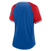 Women's Fanatics Royal Chicago Cubs Glitz & Glam League Diva Raglan V-Neck T-Shirt