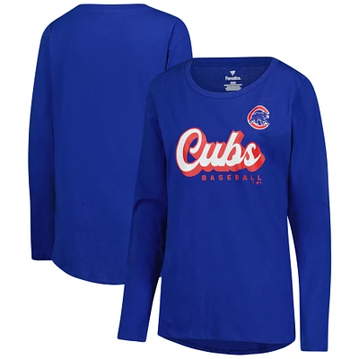 T-shirt à manches longues Fanatics Royal Chicago Cubs Run the Bases pour femmes