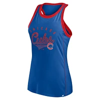 Women's Fanatics Royal Chicago Cubs Tailsweep Fashion Racerback Rhinestone Tank Top