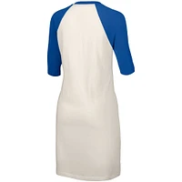 Women's Lusso  White Chicago Cubs Nettie Raglan Half-Sleeve Tri-Blend T-Shirt Dress