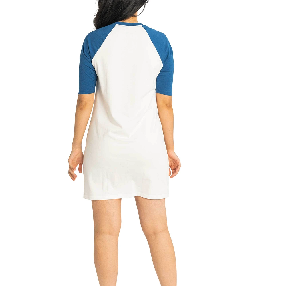 Women's Lusso  White Chicago Cubs Nettie Raglan Half-Sleeve Tri-Blend T-Shirt Dress