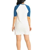 Women's Lusso  White Chicago Cubs Nettie Raglan Half-Sleeve Tri-Blend T-Shirt Dress