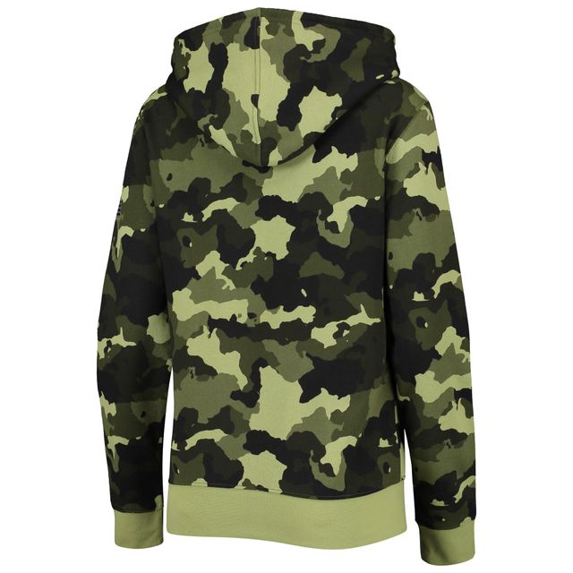 Chandail à capuchon glissière pleine longueur pour femme Chicago Cubs 2022 MLB Armed Forces Day New Era vert