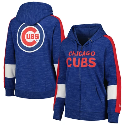 Sweat à capuche zippé pour femme Royal Chicago Cubs New Era avec blocs de couleurs