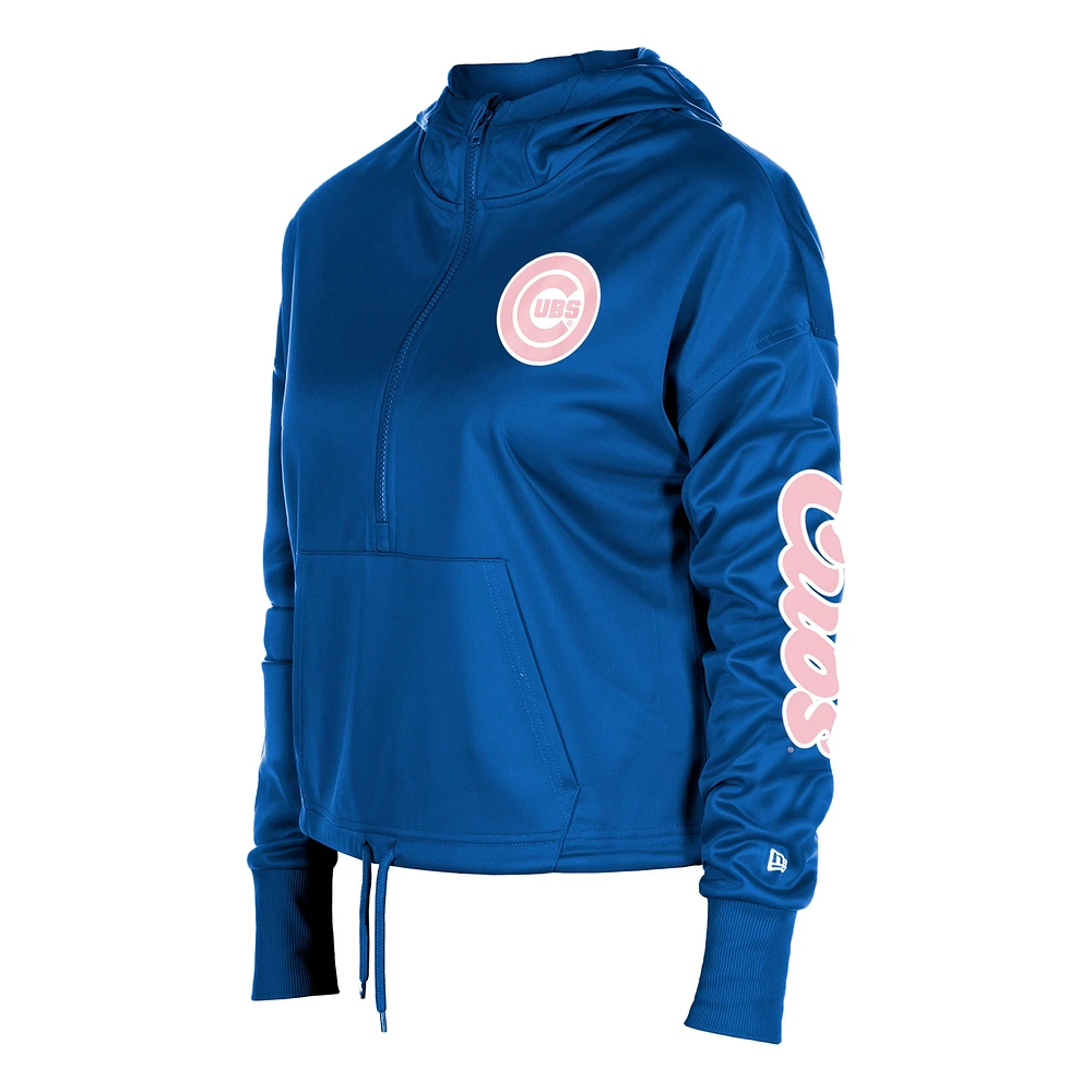 Women's New Era Royal Chicago Cubs Half-Zip Hoodie