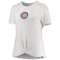 Women's New Era White Chicago Cubs Plus 2-Hit Front Knot T-Shirt