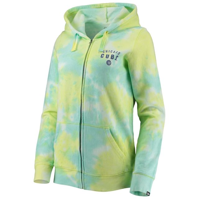 NWE CUBS BLANC FEMME TIE DYE CAPUCHE À FERMETURE ÉCLAIR COMPLÈTE SWTLADZIP