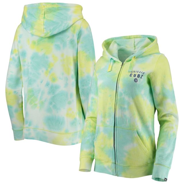 NWE CUBS BLANC FEMME TIE DYE CAPUCHE À FERMETURE ÉCLAIR COMPLÈTE SWTLADZIP