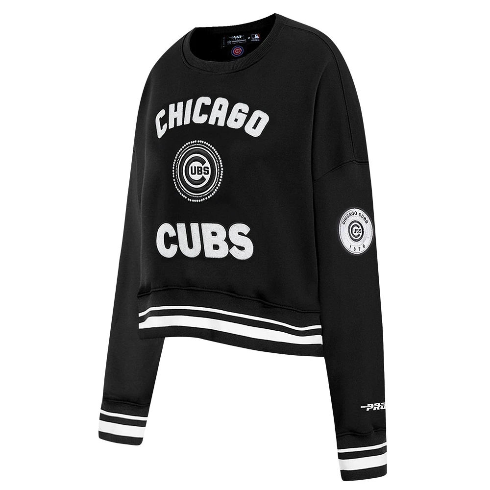 V110751 Cubs SWTLADCRW LCCC314724-BLK #3 - COL RAS DU COU POUR FEMMES NOIR AVEC PERLES CÔTELÉES FLC