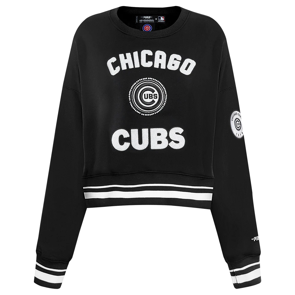 V110751 Cubs SWTLADCRW LCCC314724-BLK #3 - COL RAS DU COU POUR FEMMES NOIR AVEC PERLES CÔTELÉES FLC