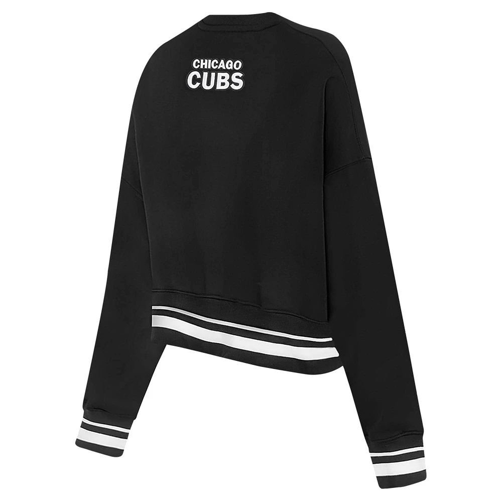 V110751 Cubs SWTLADCRW LCCC314724-BLK #3 - COL RAS DU COU POUR FEMMES NOIR AVEC PERLES CÔTELÉES FLC