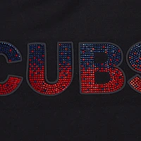 Women's Pro Standard  Black Chicago Cubs Rhinestone Slim Fit T-Shirt