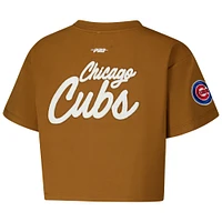 Women's Pro Standard Brown Chicago Cubs Paint The City Cropped Boxy T-Shirt